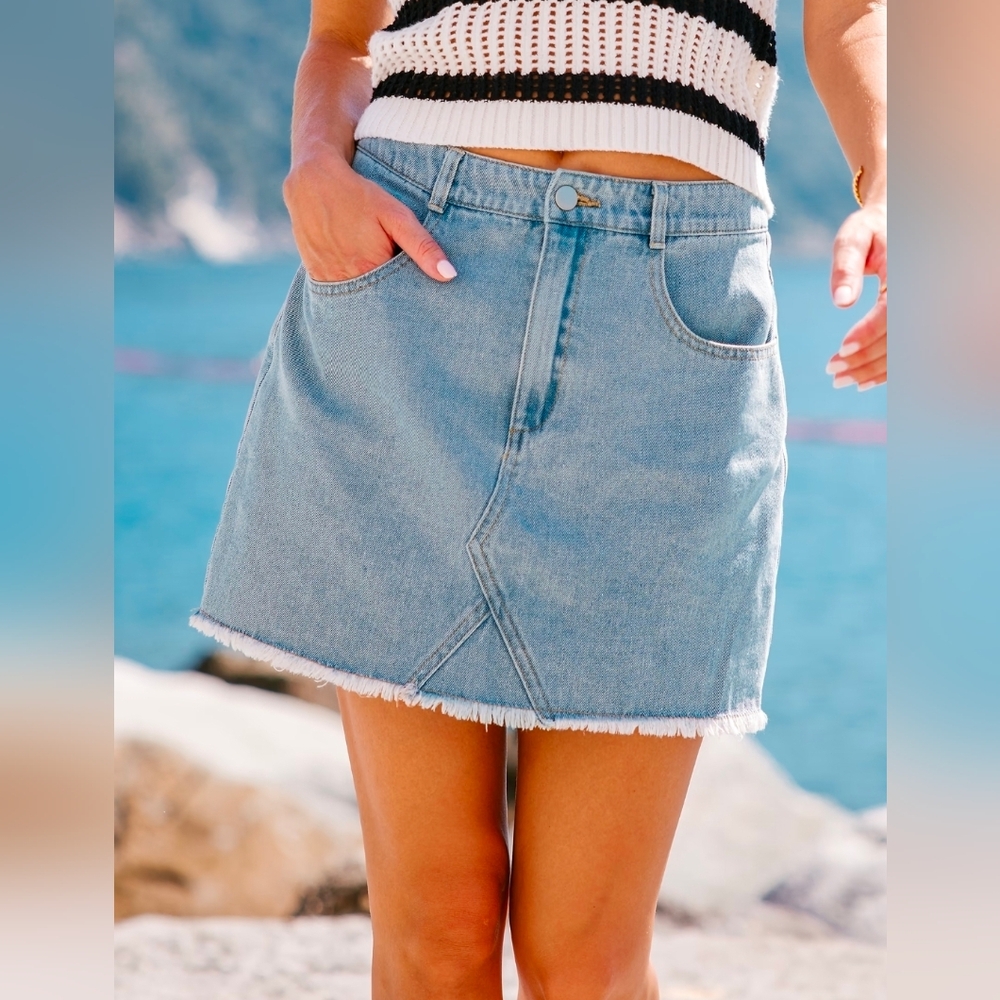 NWT Cupshe Light Blue Denim Mini Skirt, Large